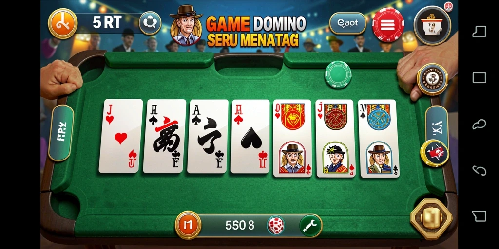 Screenshot gameplay menampilkan serunya bermain domino di 5RT.