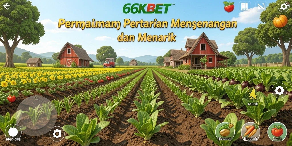 Tampilan gameplay 66KBET menampilkan petani yang sedang merawat ladang.
