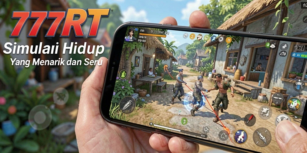 Tampilan gameplay di 777RT yang menunjukkan interaksi karakter dalam dunia simulasi.
