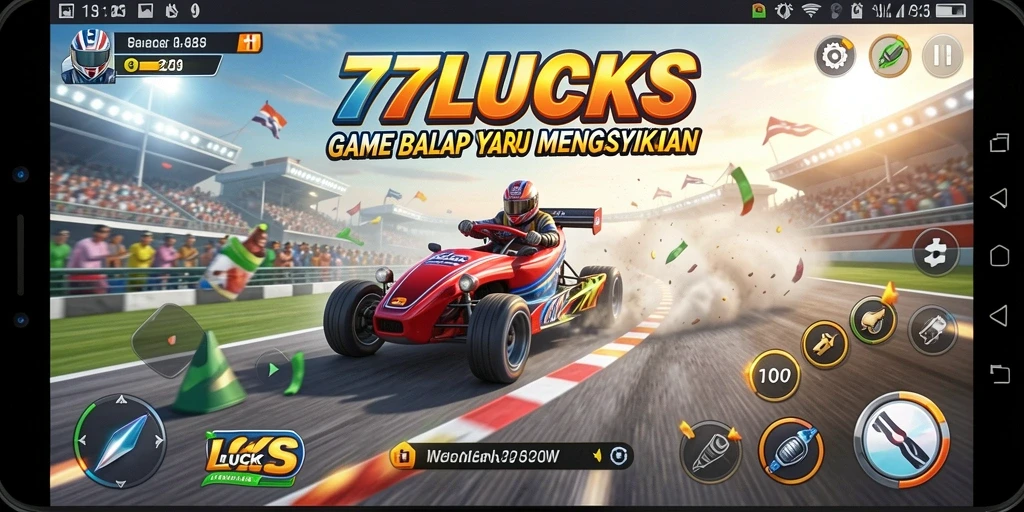 Tampilan gameplay balap yang mendebarkan di 77LUCKS.