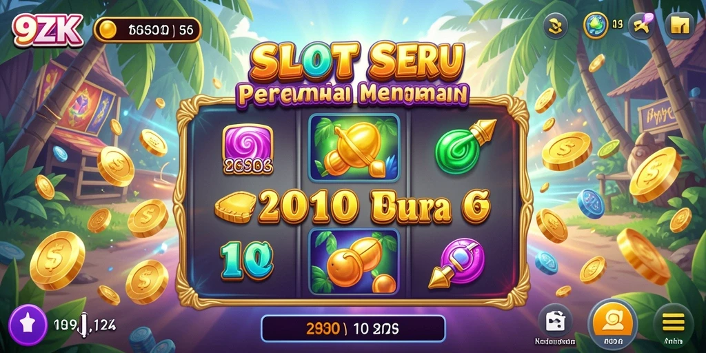 Screenshot gameplay menarik dari 9ZK dengan simbol slot yang berputar.