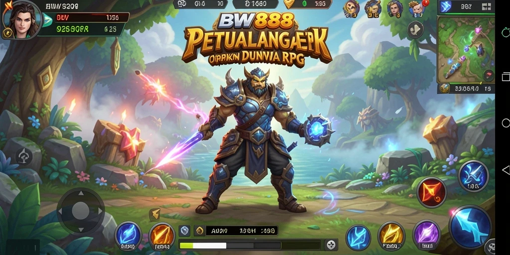 Screenshot gameplay utama BW888 menampilkan petualangan RPG yang mengesankan.
