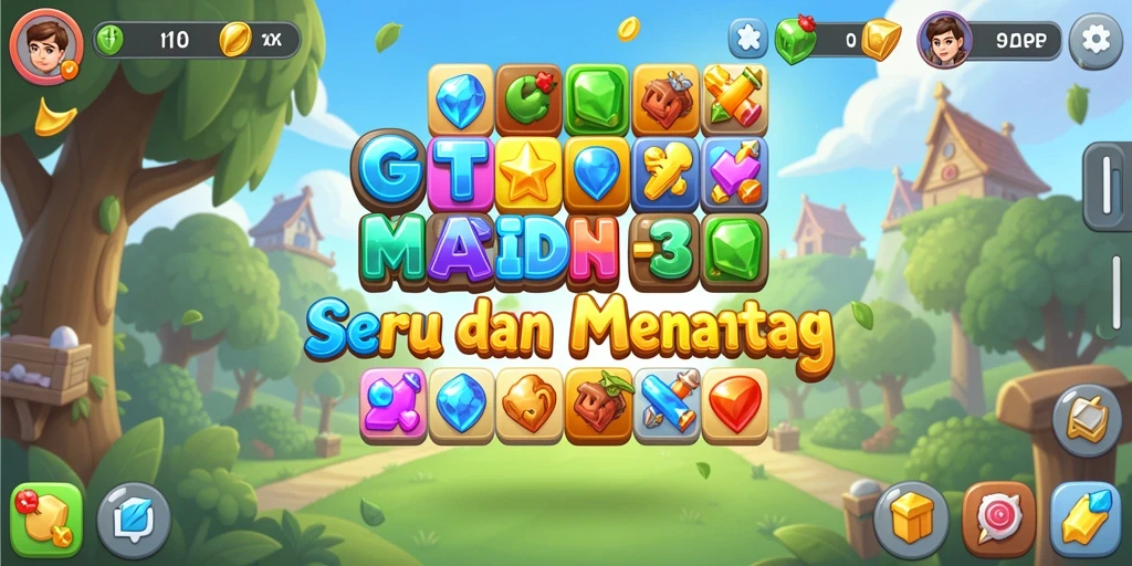 Screenshot menampilkan gameplay GTPIDN match-3 yang seru dan penuh tantangan.
