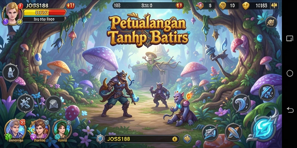 Screenshot utama JOSS188 menunjukkan pemain menjelajahi dunia fantastis yang penuh petualangan.