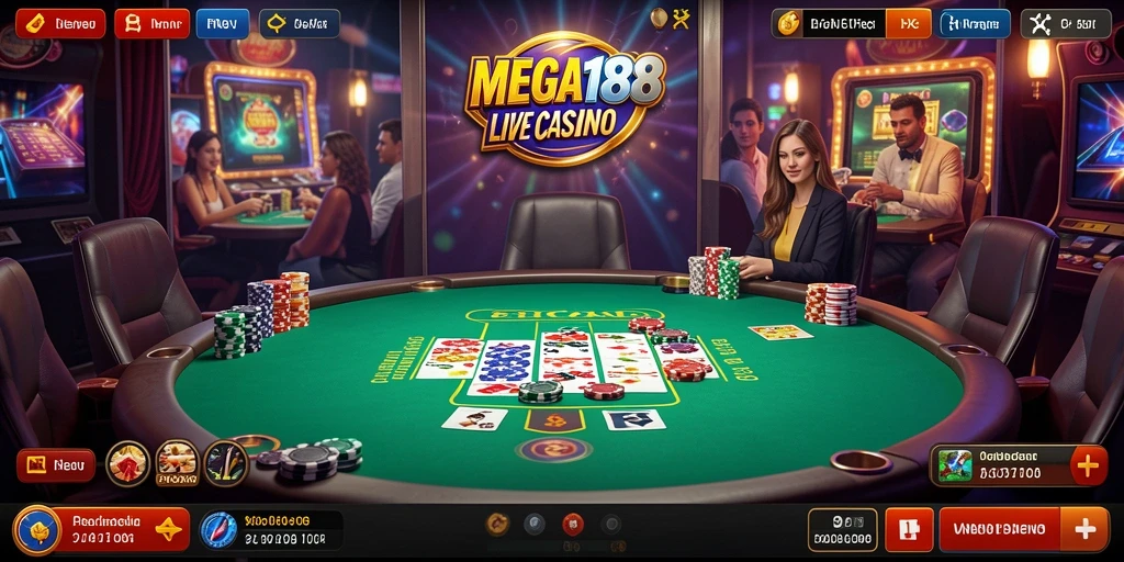 Screenshot gameplay Live Casino MEGA188 yang mendebarkan.