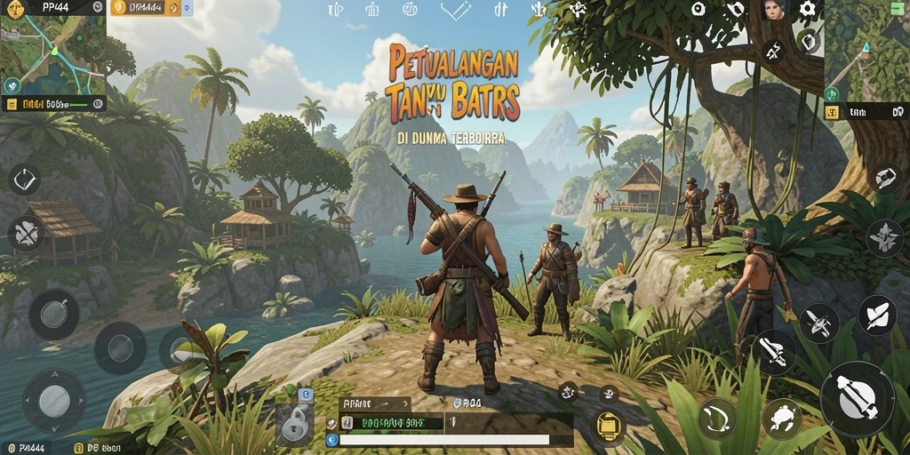 Screenshot gameplay PP444 yang menunjukkan petualangan di dunia terbuka.